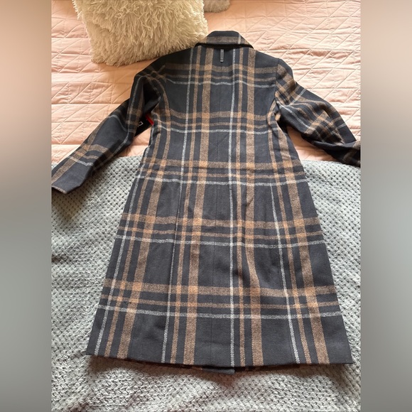 DKNY Women's Faux Wool Notched Lapel Fully Lined Fashion Coat Plaid XS NWT - Picture 2 of 10